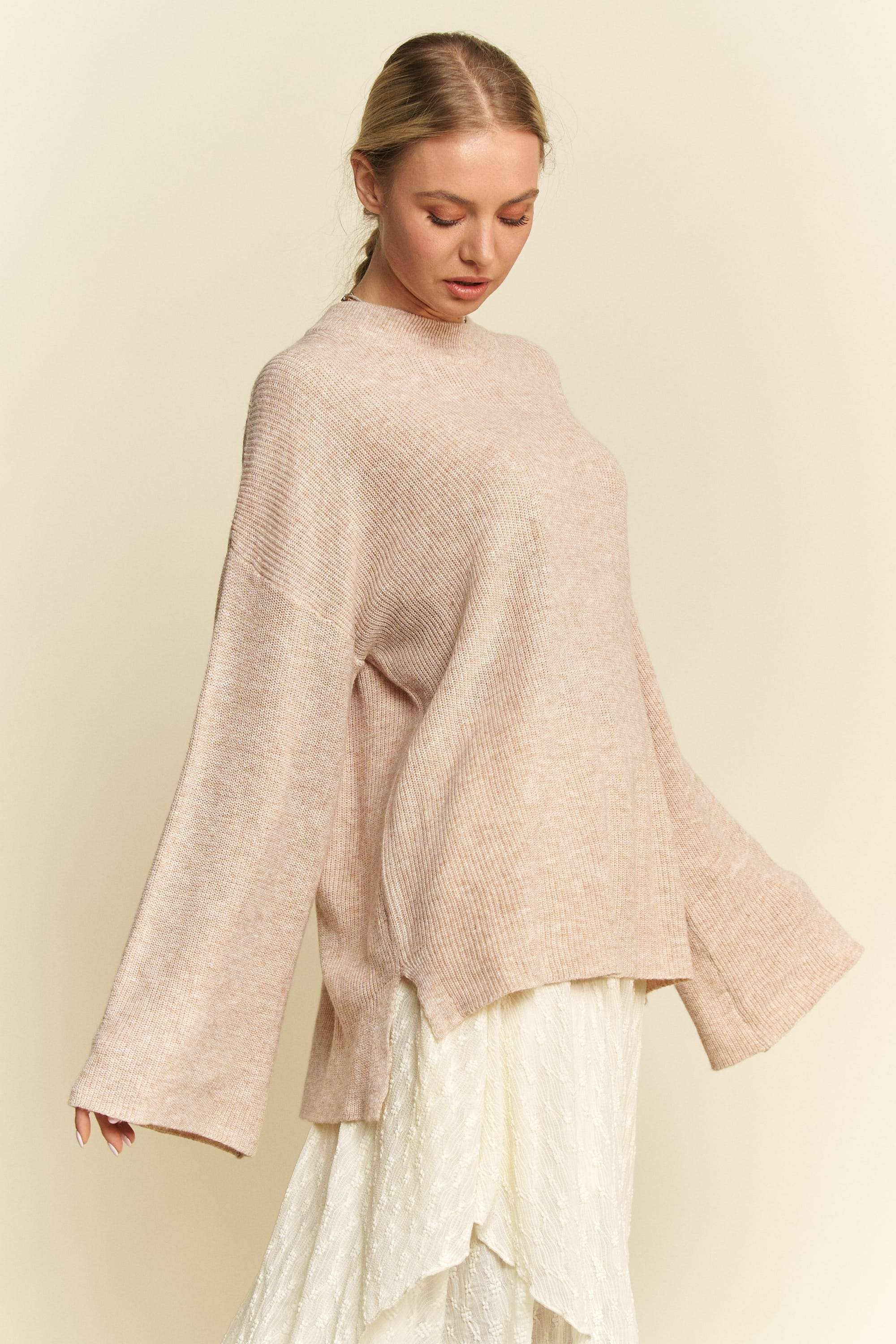 Voluminous Sleeves Sweater: Oatmeal