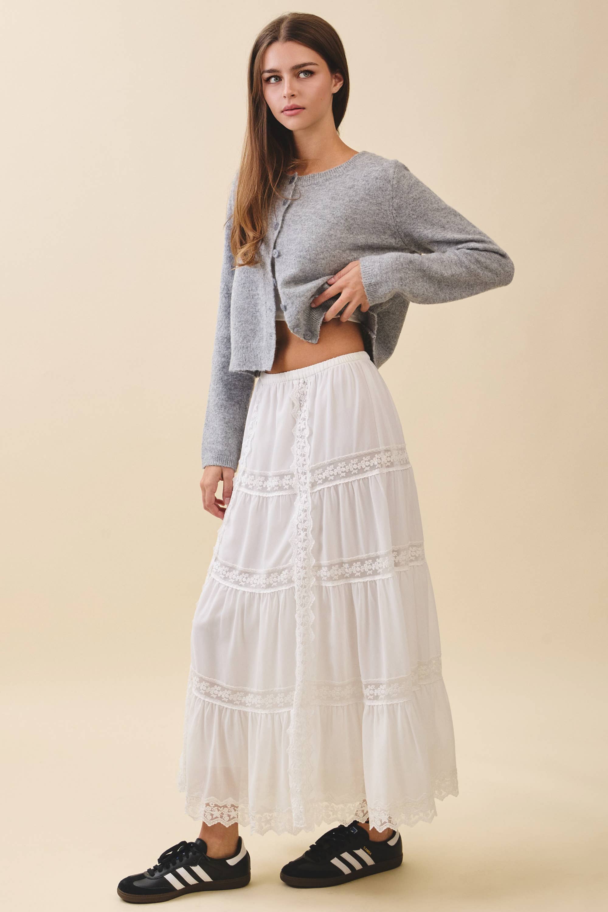 Button Cardigan: Heather Gray