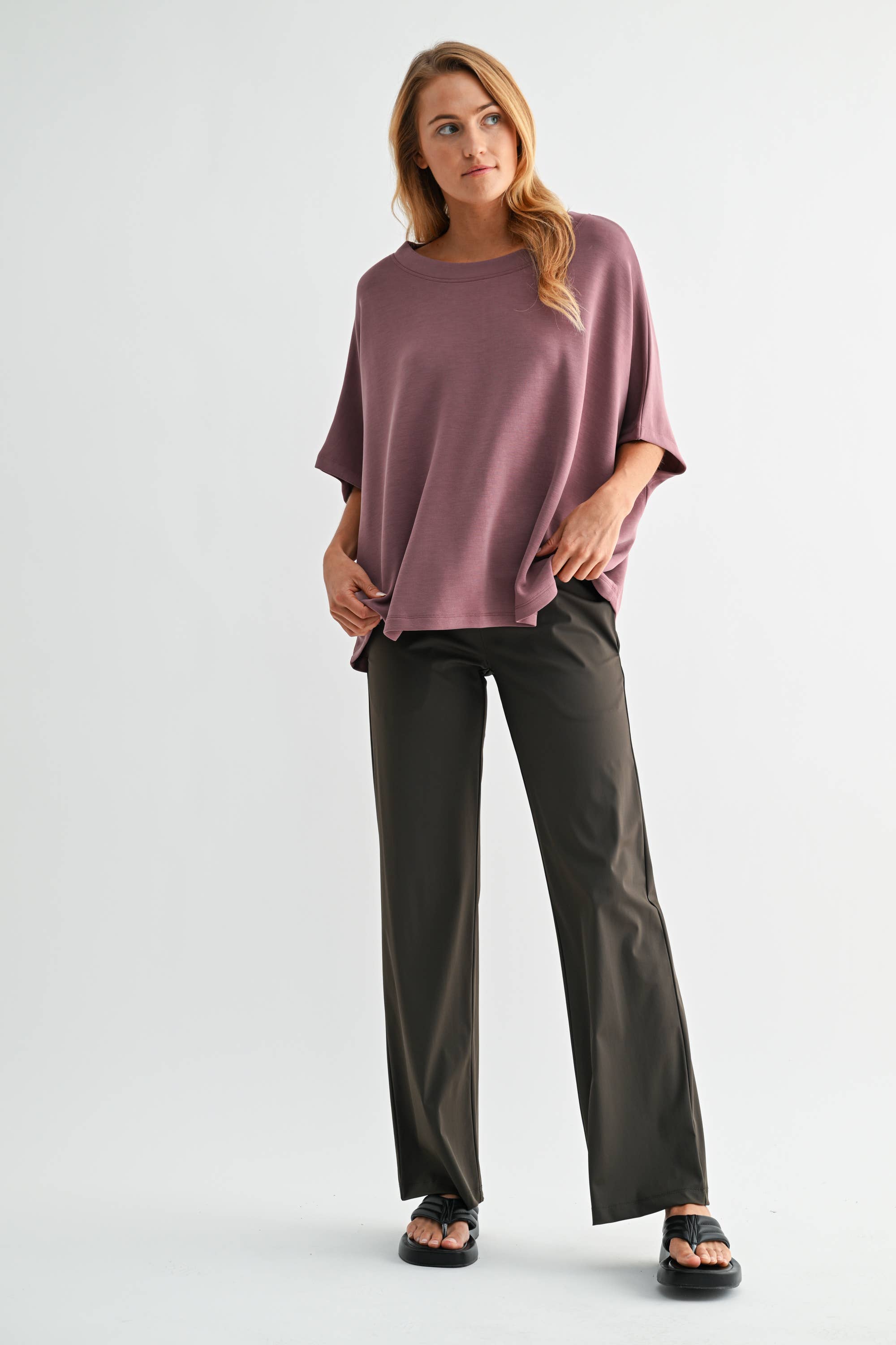Nylon Tailored Pants: Black Olive