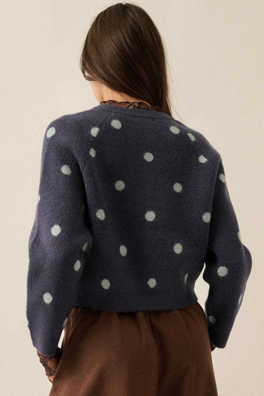 Jacquard-Knit Cardigan: Midnight