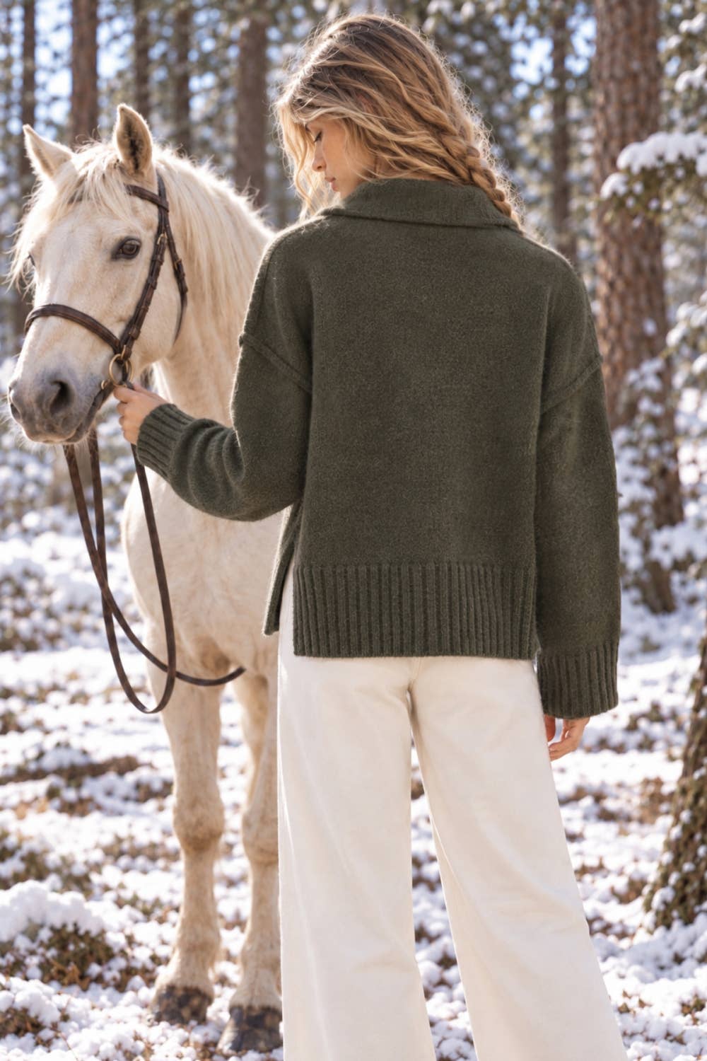 Polo Collar Sweater: Dark Olive