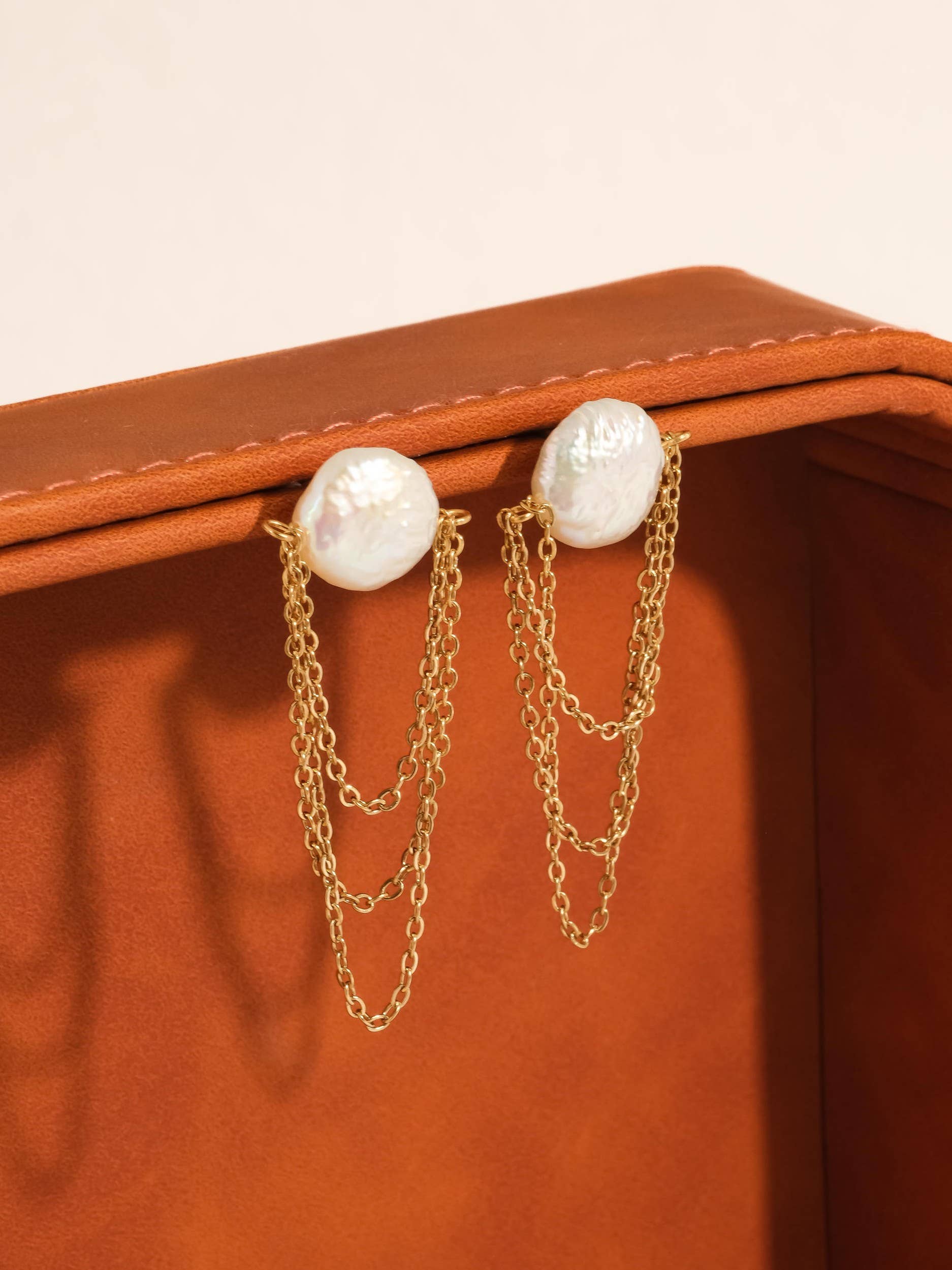 Shynelle 18K Pearl Chain Earrings