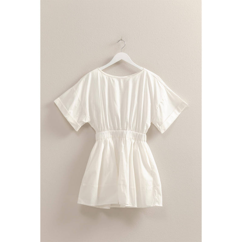 Poplin Mini Dress:OFF WHITE