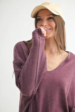 Waffle Knit Oversized:PLUM