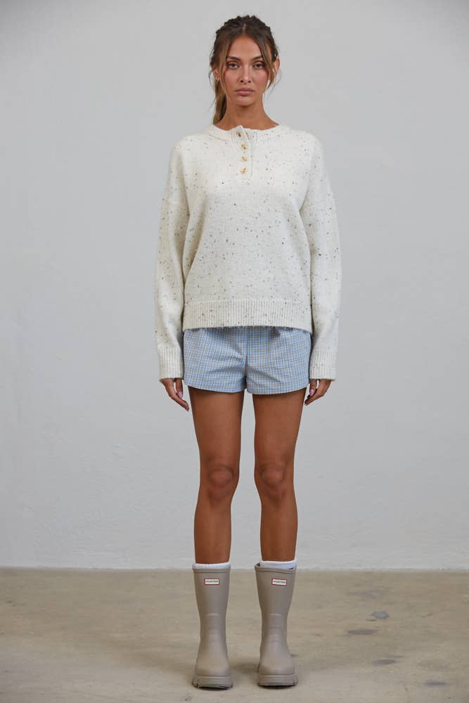 Honey Slouchy Henley Sweater