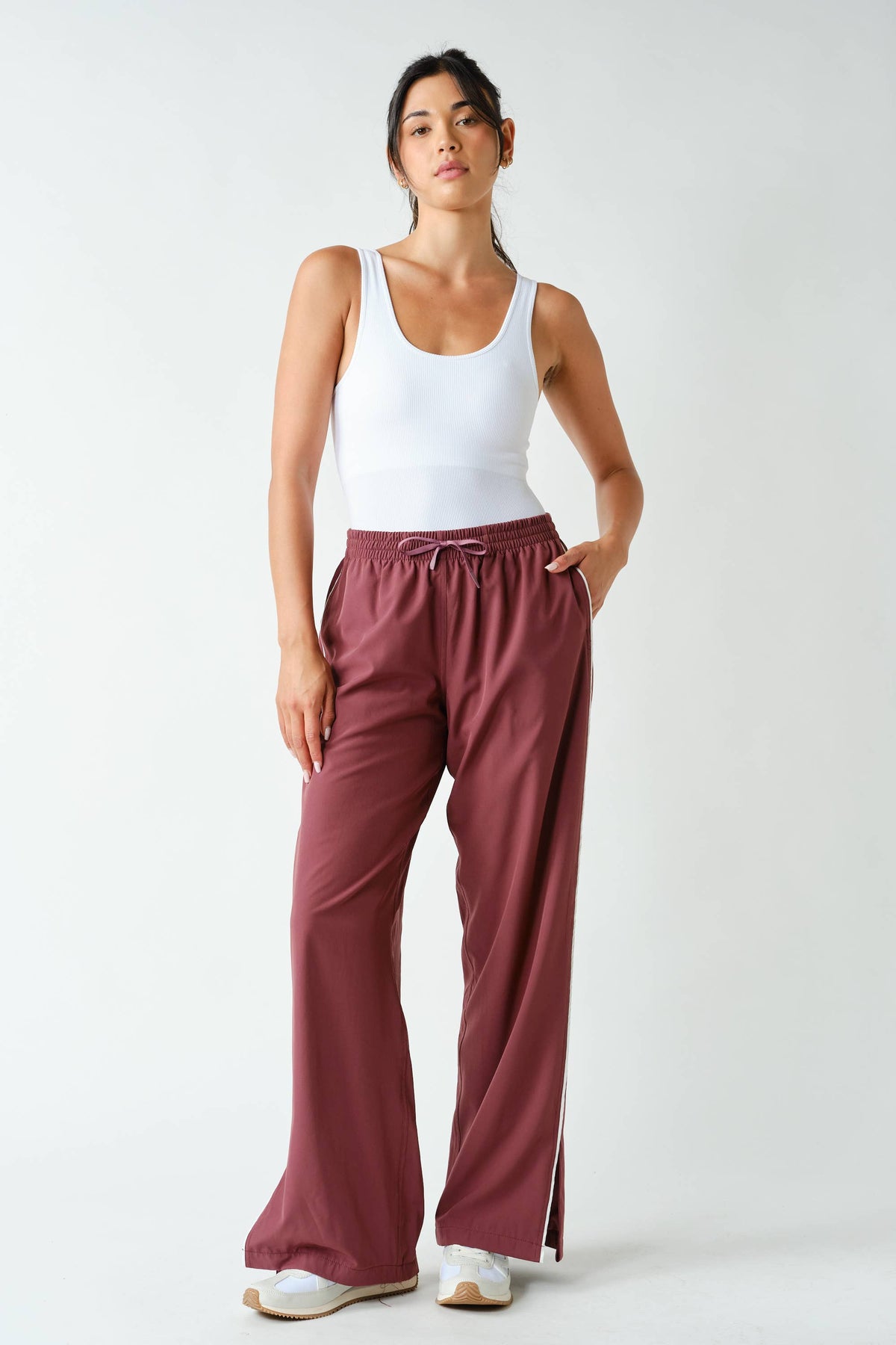 Finish Line Track Pants: Rosewood