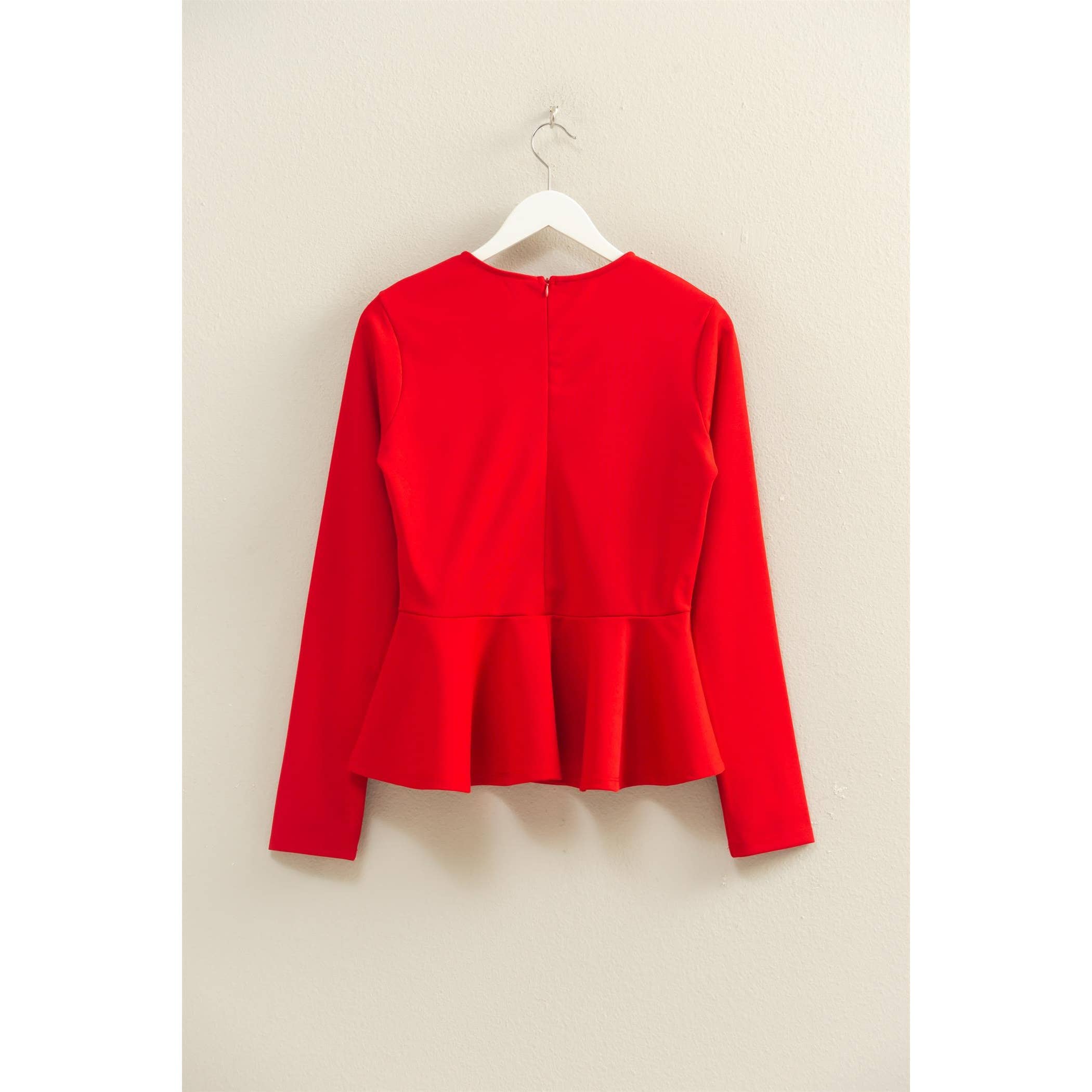 Peplum Tailored Top: Red