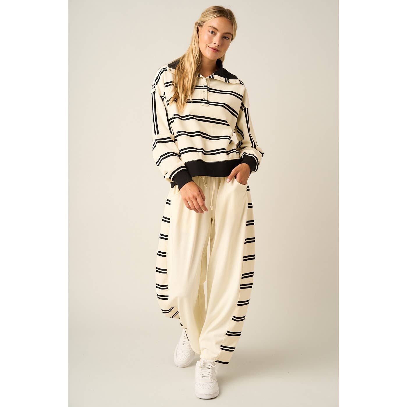Striped Side Panel Barrel Pants