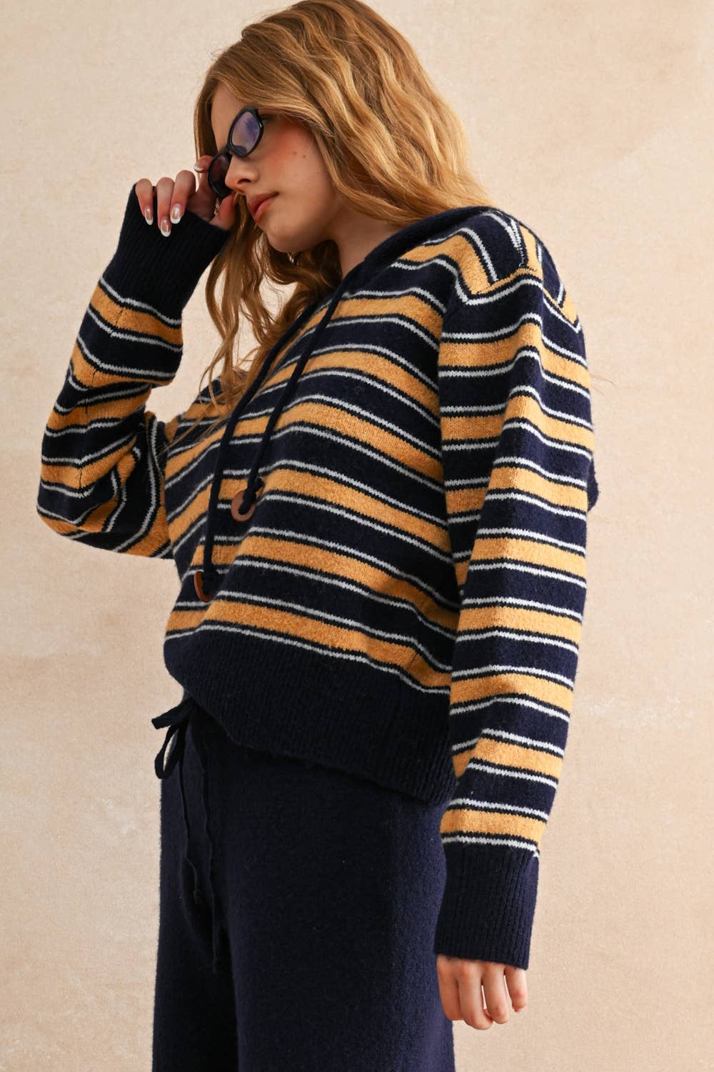 Navy/Butter Hooded Sweater Set: