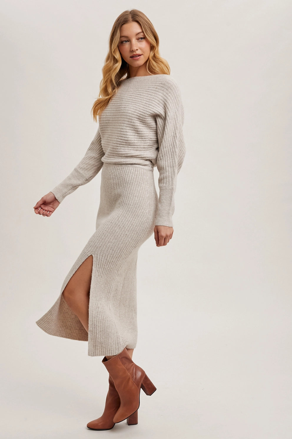 Midi Sweater Dress: Oatmeal