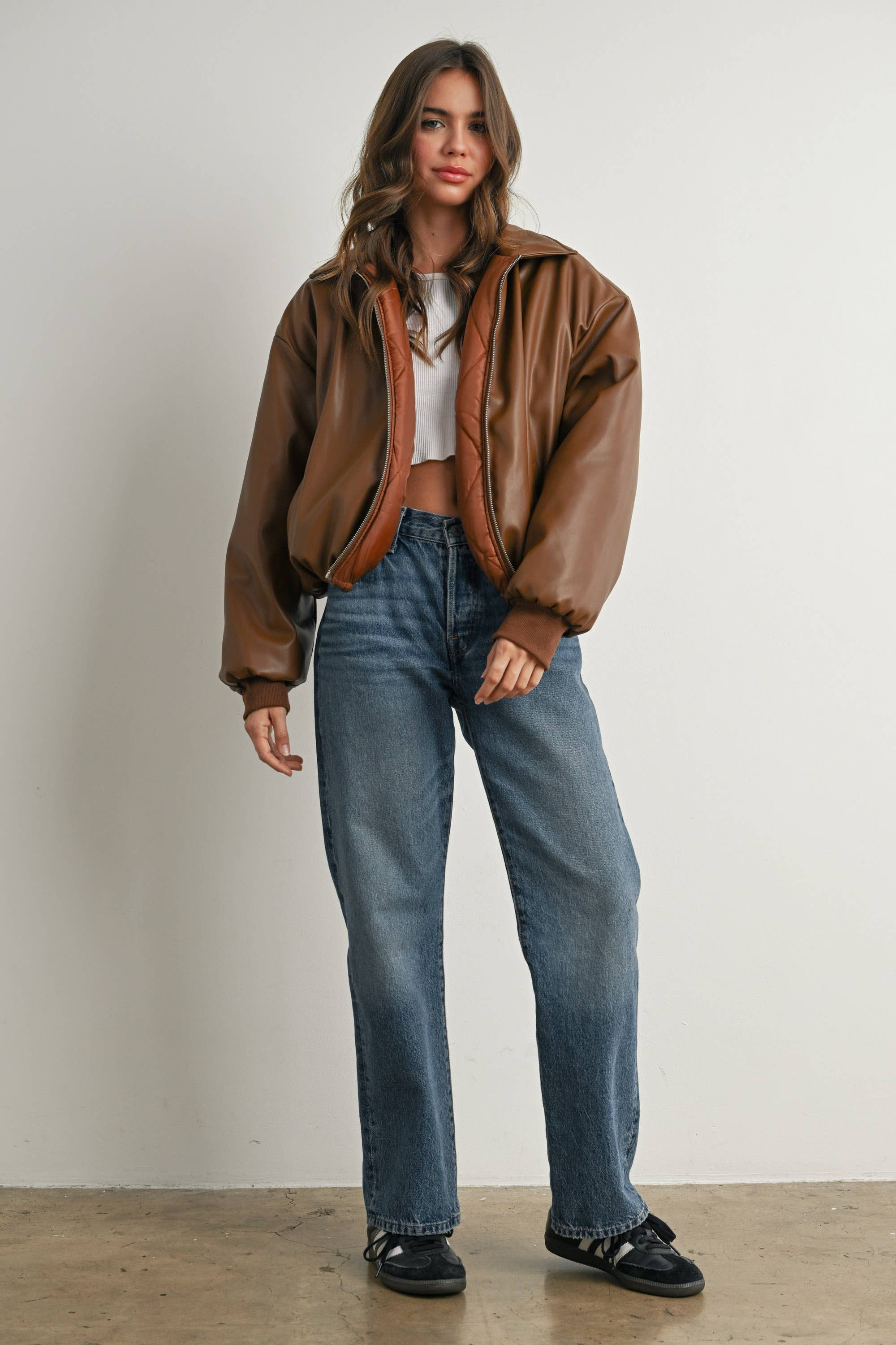 Zip-Up Bomber Jacket: Brown