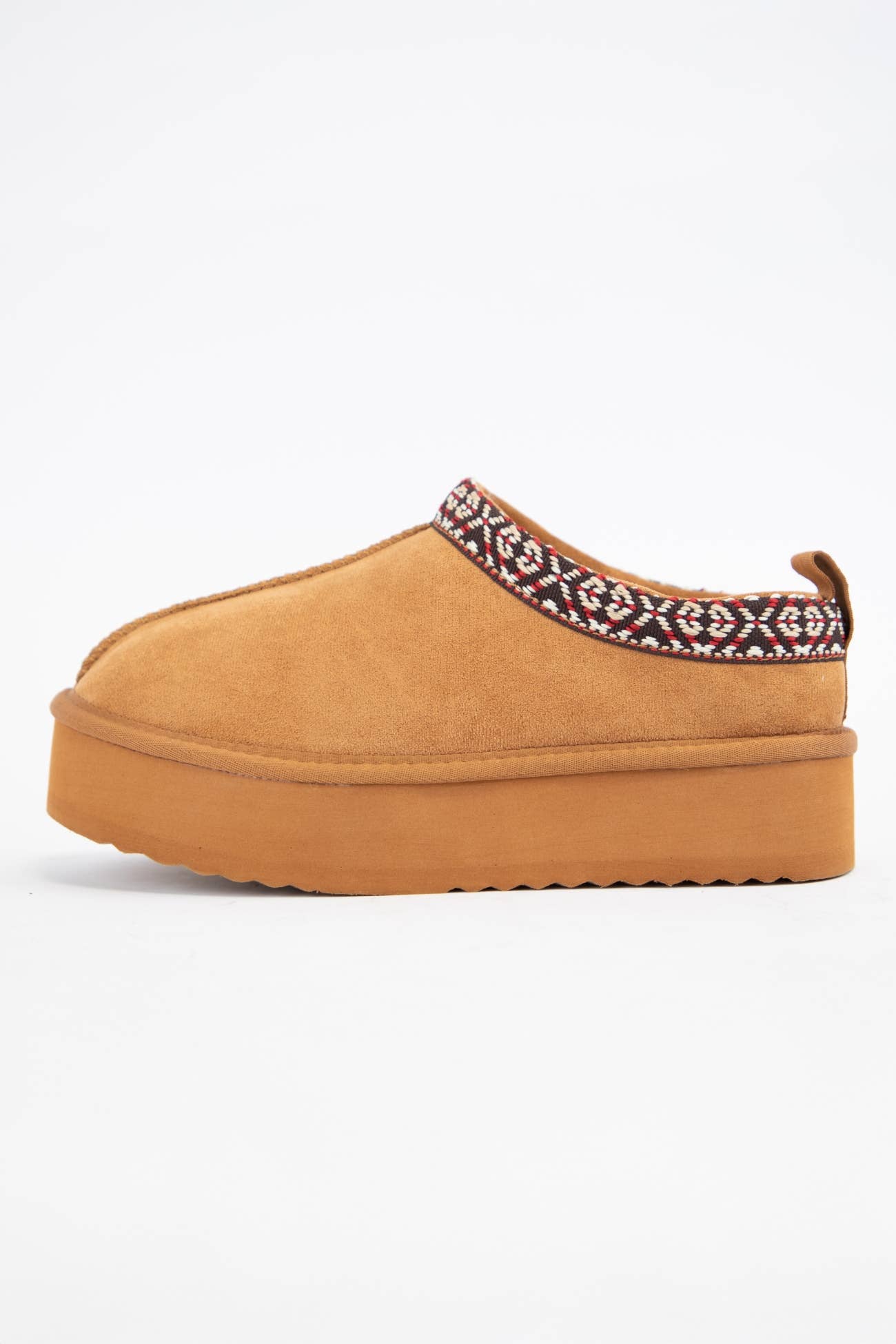 Sherpa Fur Lined Slip-Ons: Tan