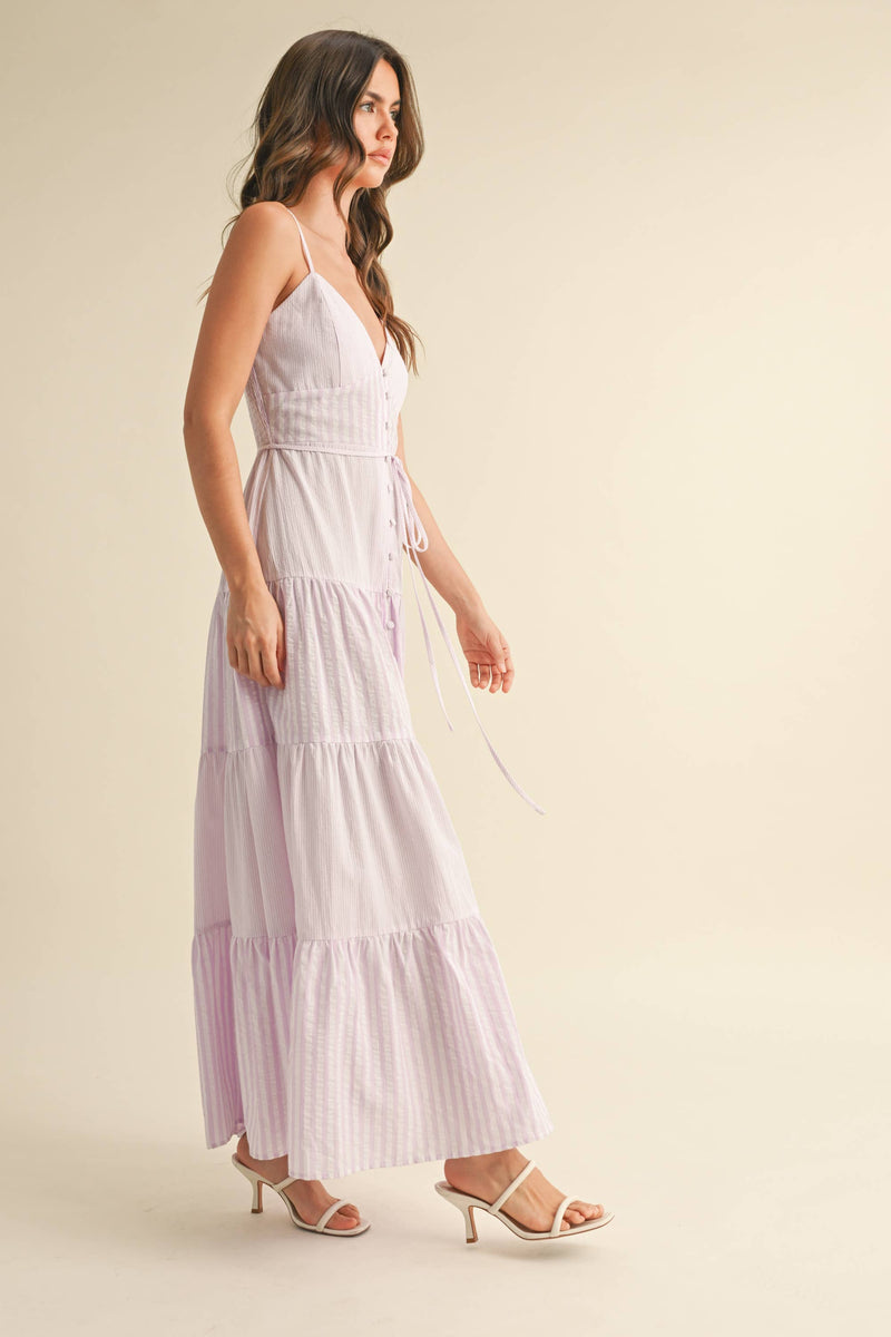 Striped Maxi Dress: LAVENDER