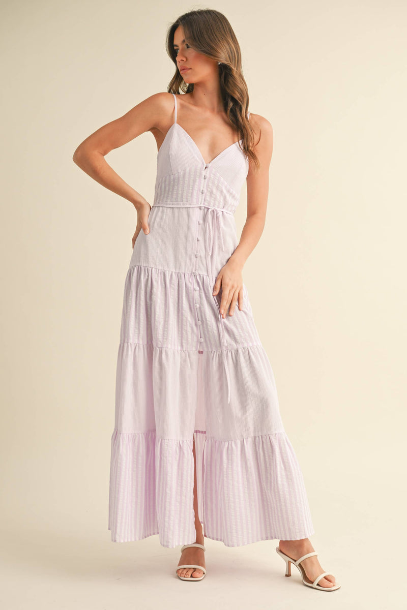 Striped Maxi Dress: LAVENDER