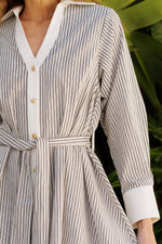 Striped Button Detail Mini Dress