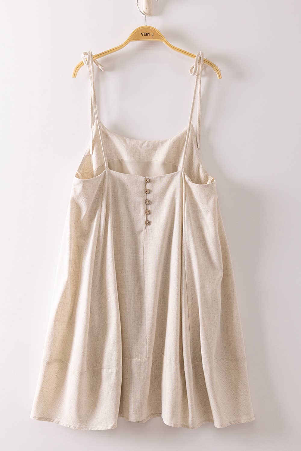 Back Button Mini Dress: Oatmeal