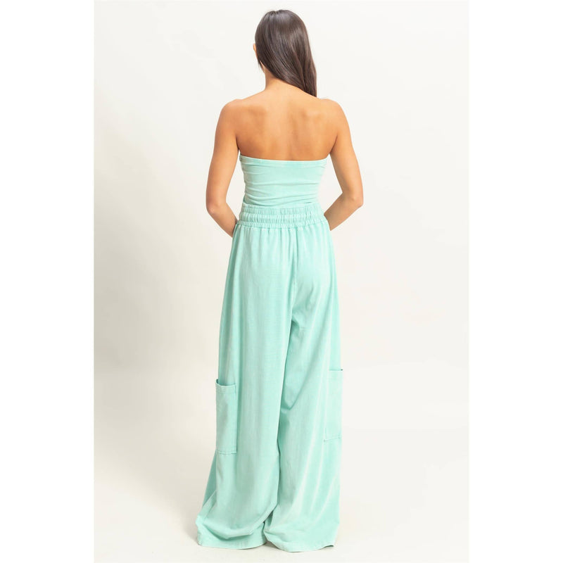 Tube Top Jumpsuit:BLACK