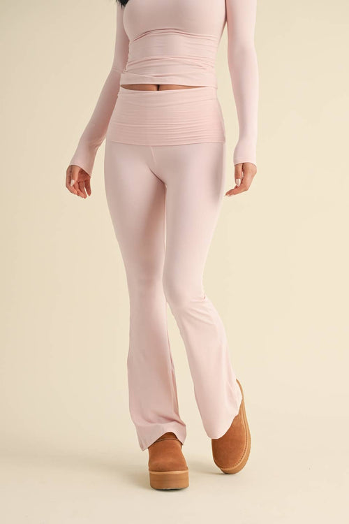 Foldover Flare Pants:Choc.