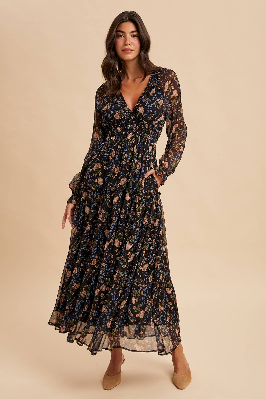 Smocked Maxi Dress: Midnight