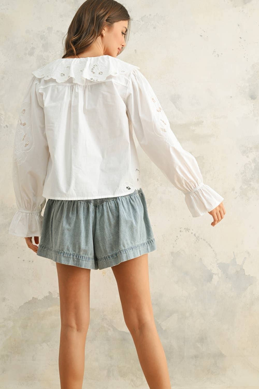 Eyelet Detailed Blouse: White
