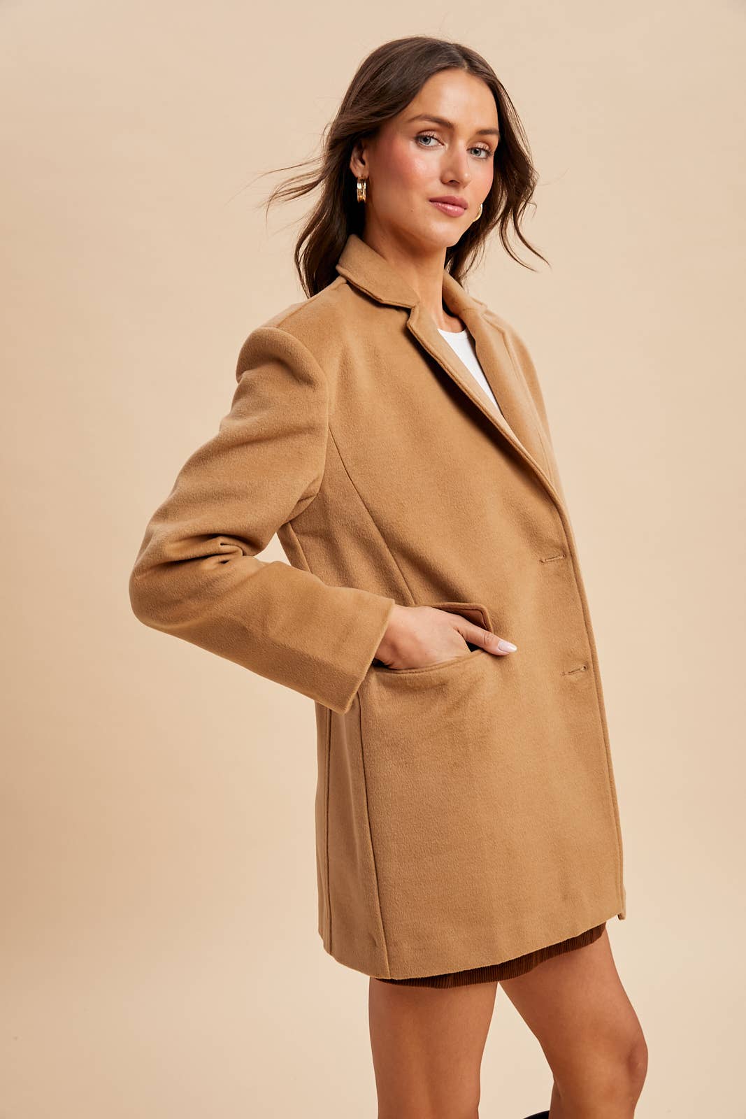 Oversized Longline Blazer: Fawn