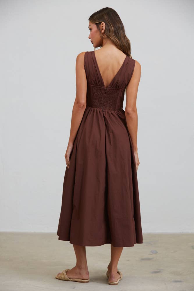 Rene Corset Poplin Midi Dress
