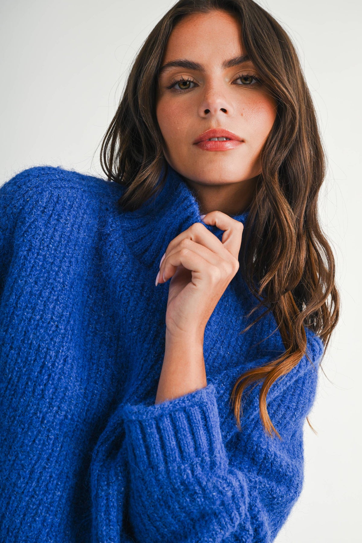 Mock Neck Sweater: Cobalt