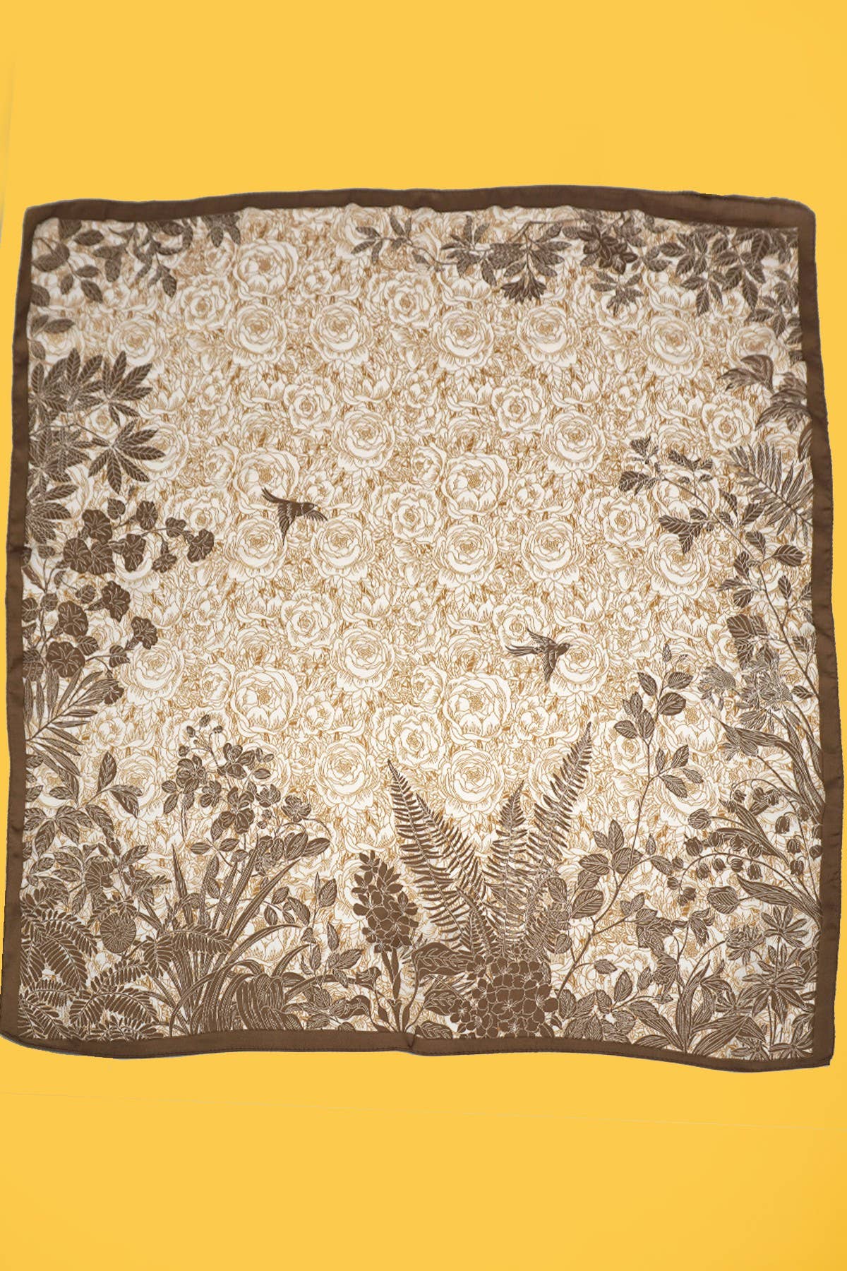 Floral Print Bandana Scarf: Brown