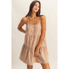 Spaghetti Strap Mini Dress: DARK TAUPE