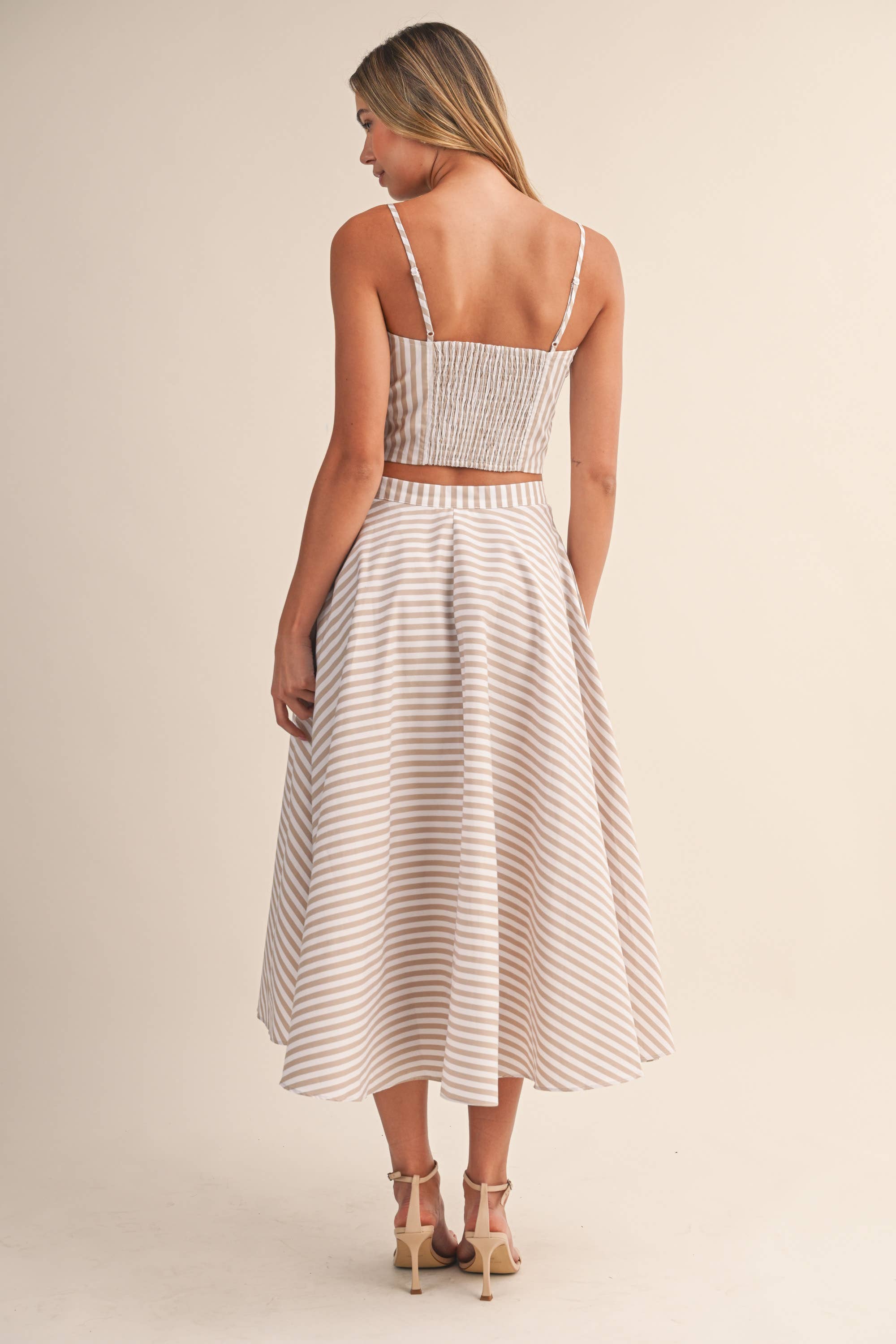 A-Line Midi Skirt Set: Beige