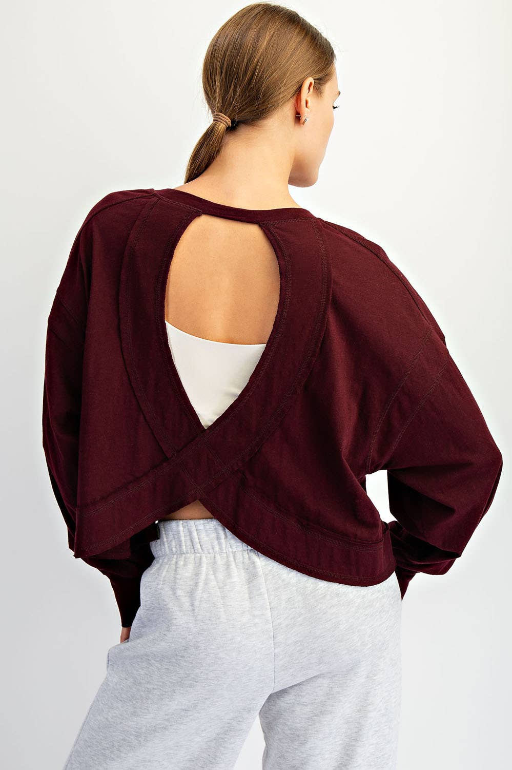 Cotton Open Back Top: Reg. Green