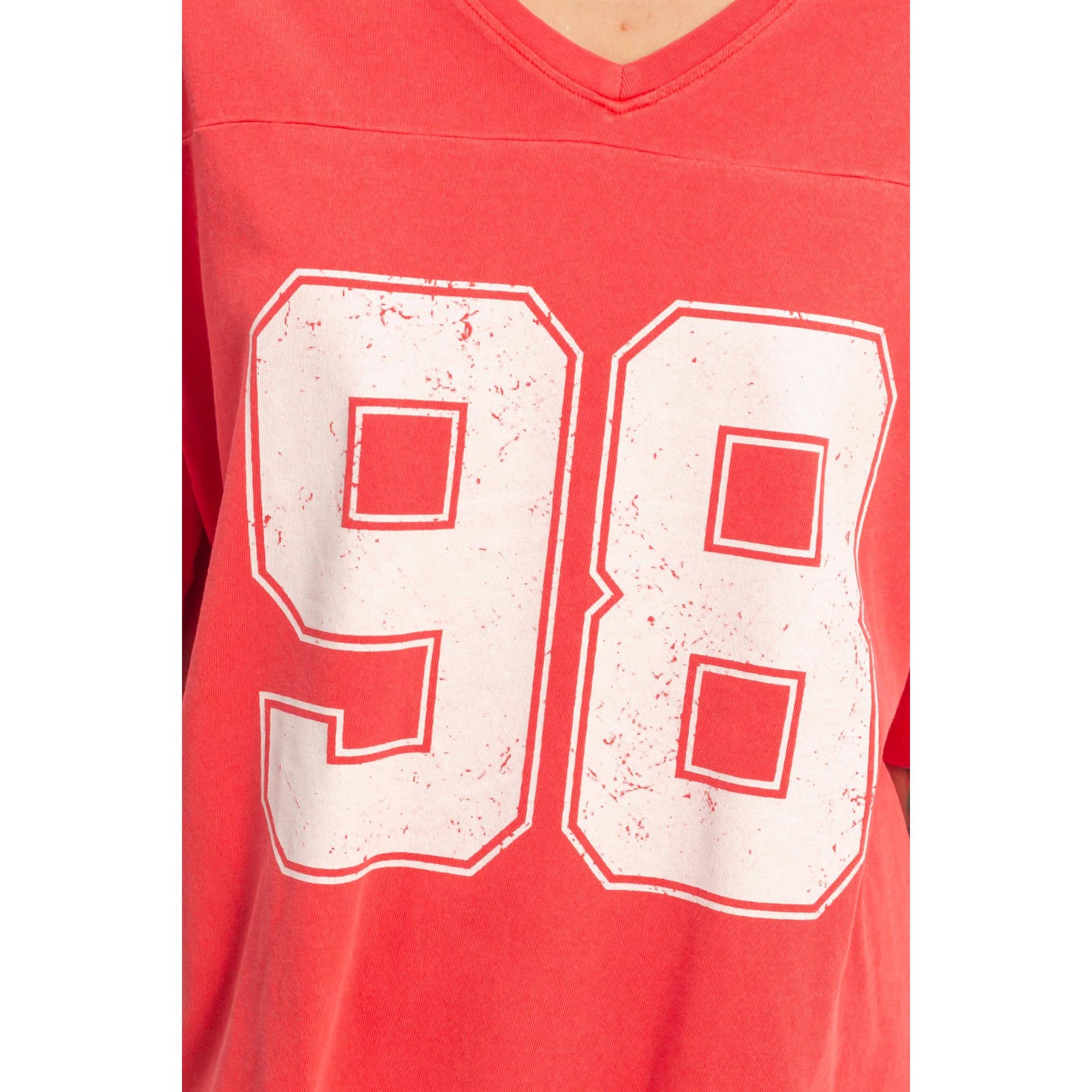 Oversized Varsity Tee: Red