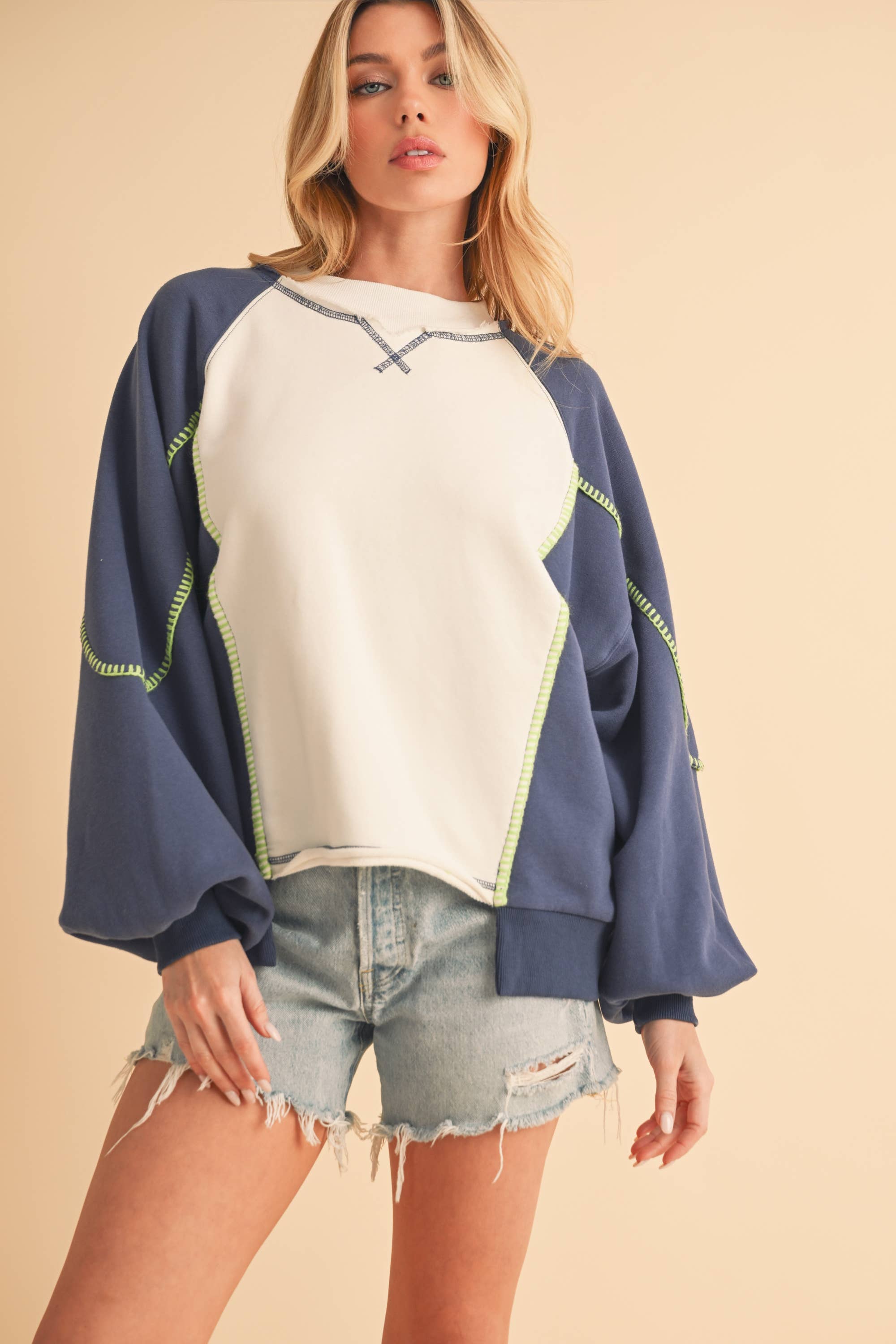 Nya Colorblock Sweater: Blue