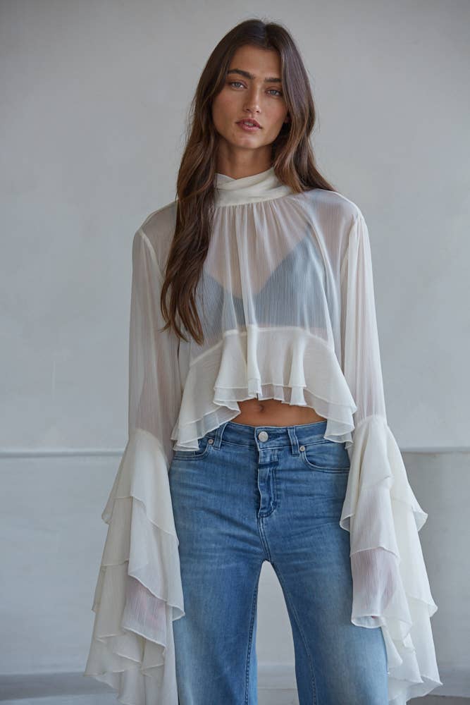 Chiffon See Through Top: Cream