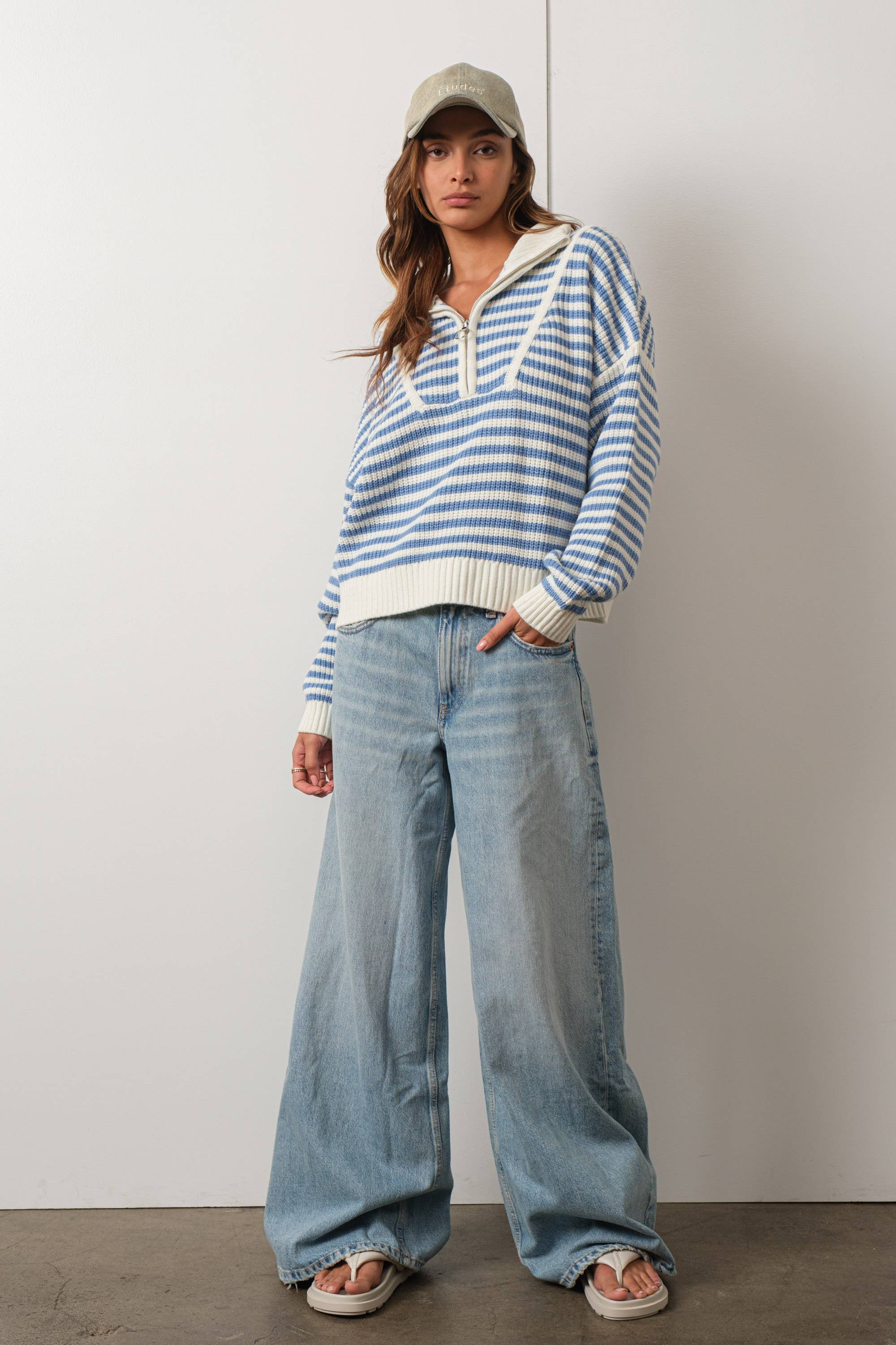 Cali Half-zip Sweater: Blue