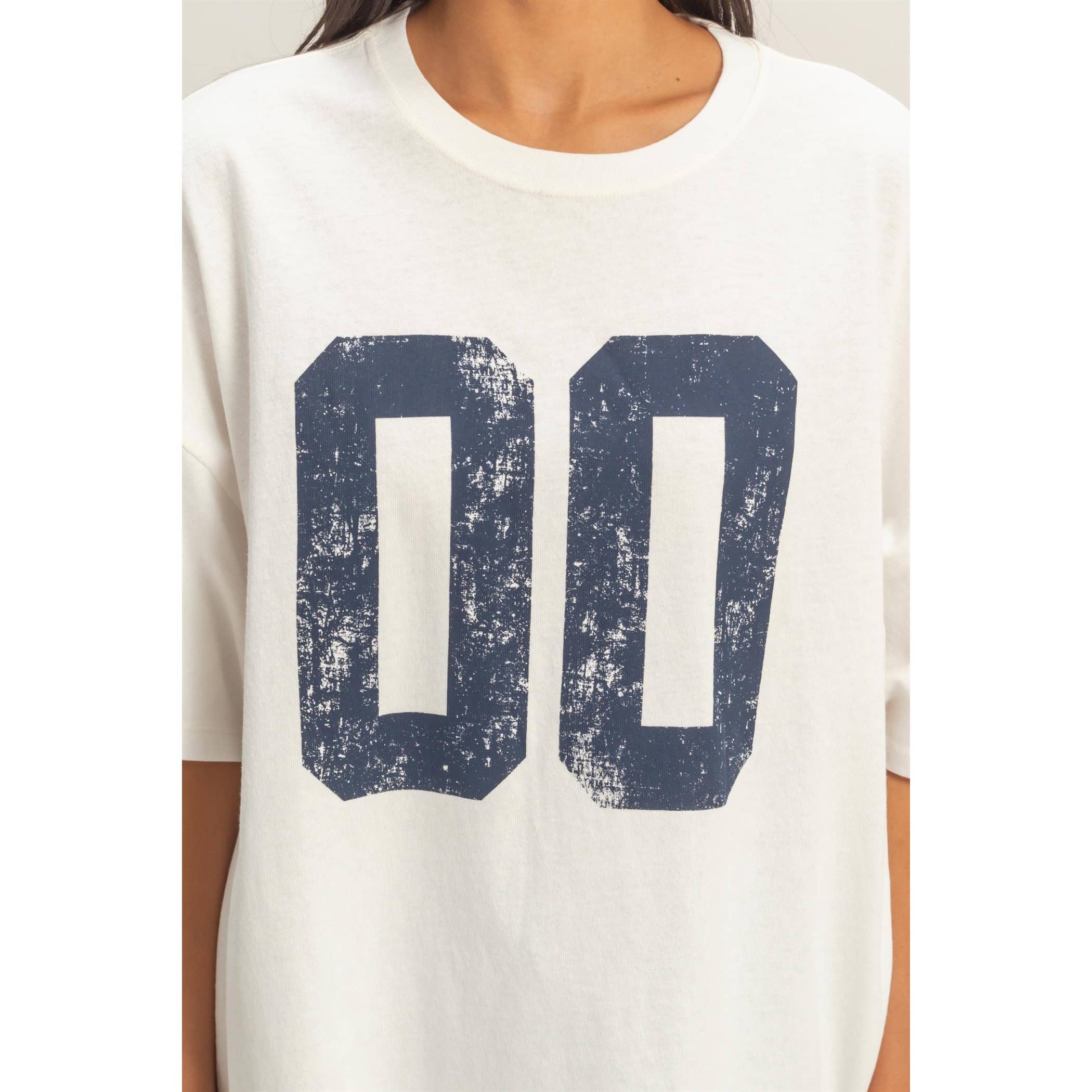 Number 00 Graphic T-Shirt: Off White
