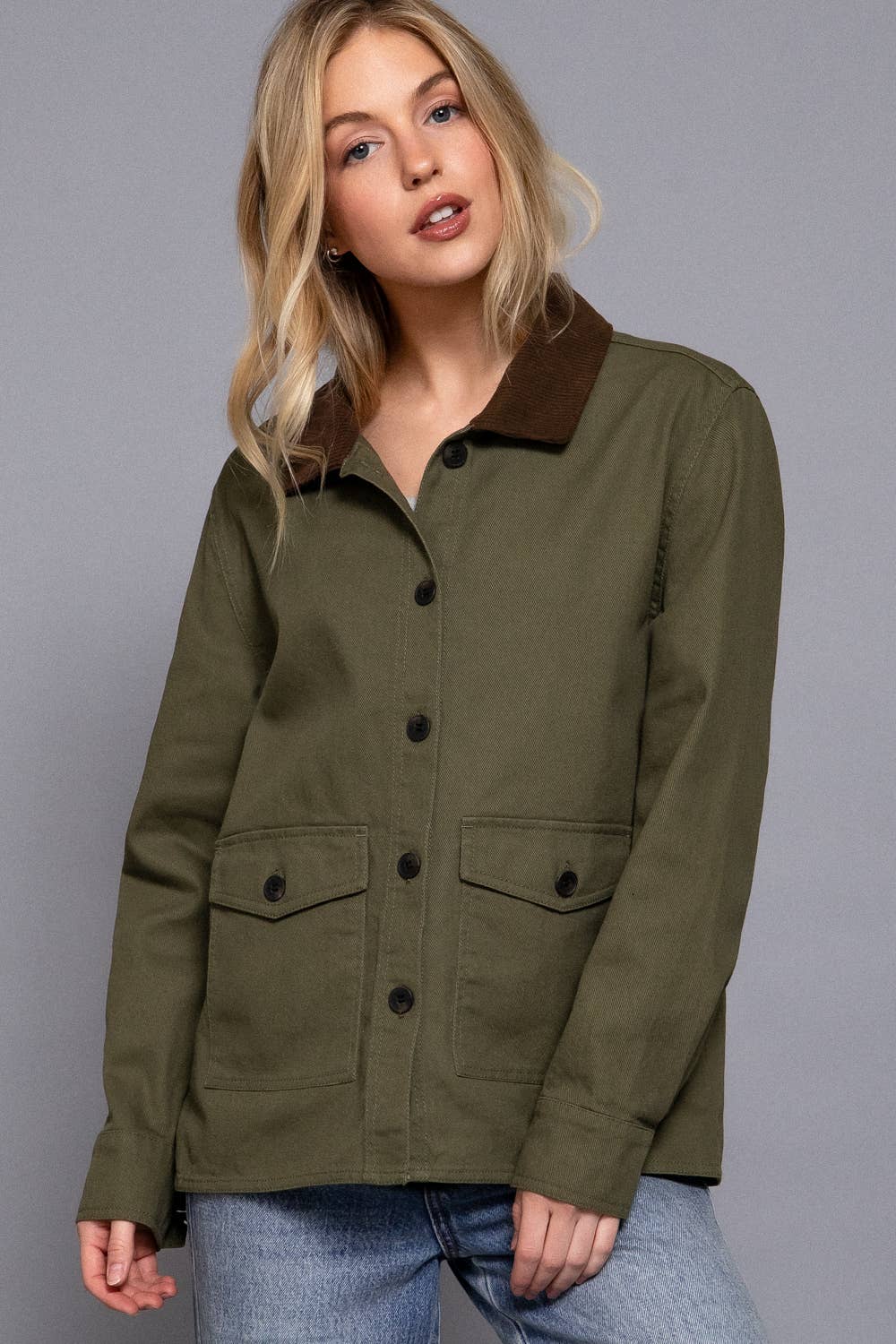 Corduroy Twill Jacket:Khaki