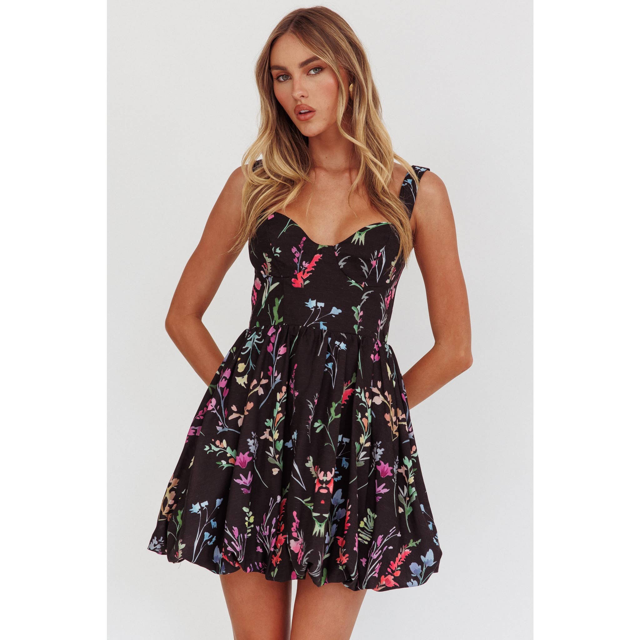 Bubble Mini Dress: BLACK
