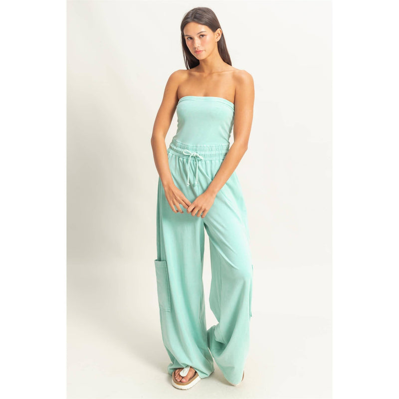 Tube Top Jumpsuit:BLACK