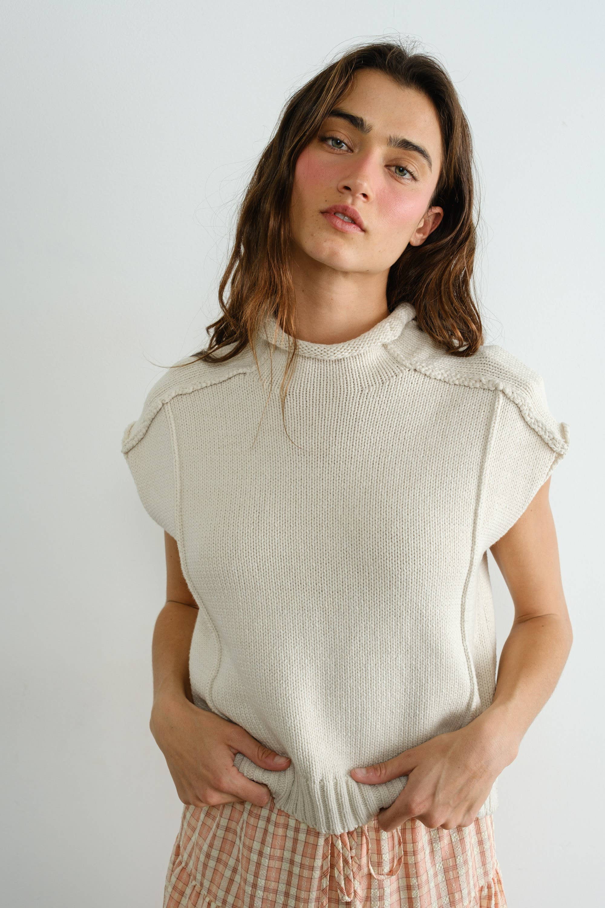 Mock Exposed Seam Sweater Vest