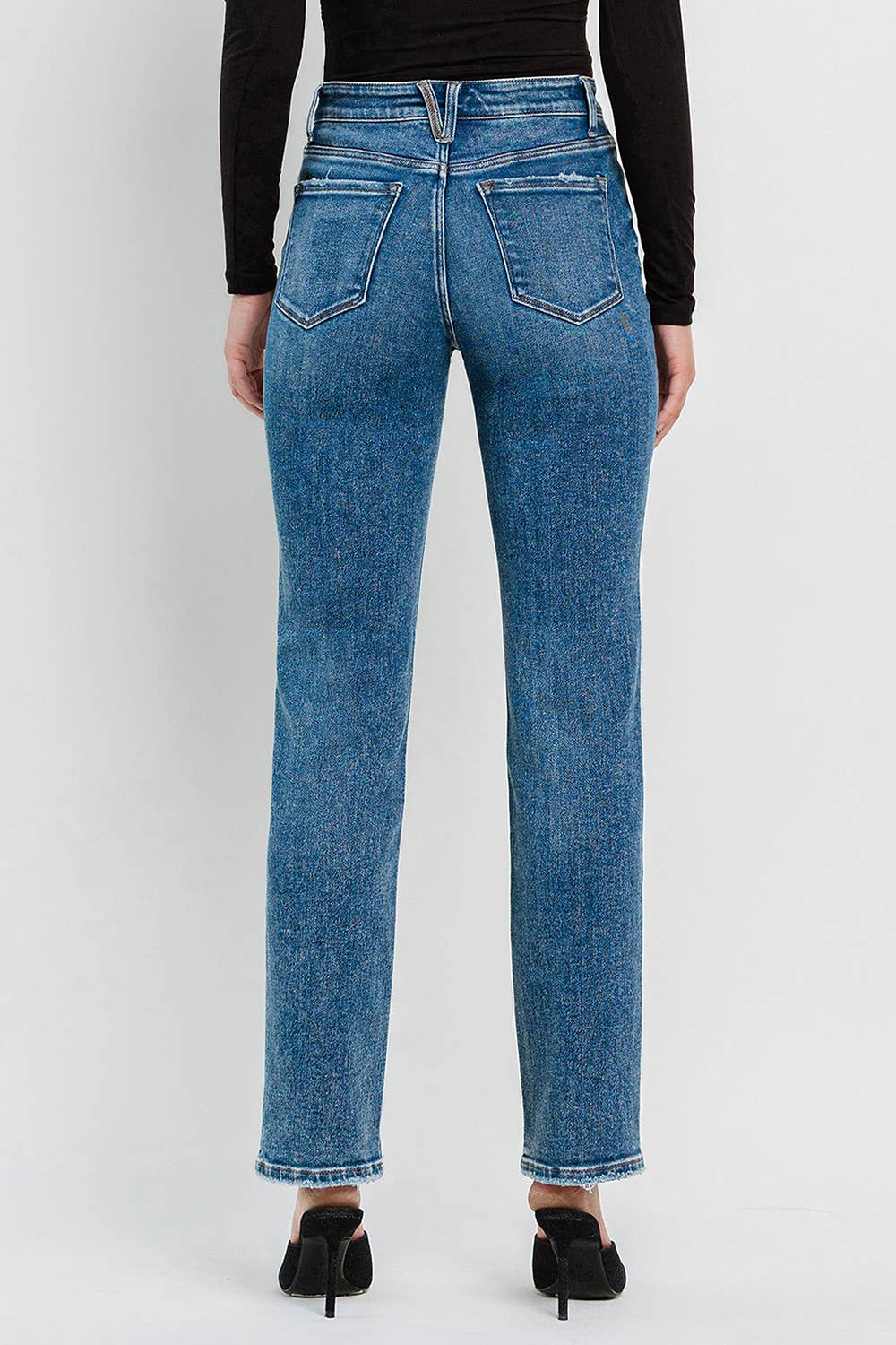 High Rise Straight Jeans: