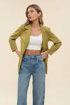 Linen Cuff Blazer: NATURAL