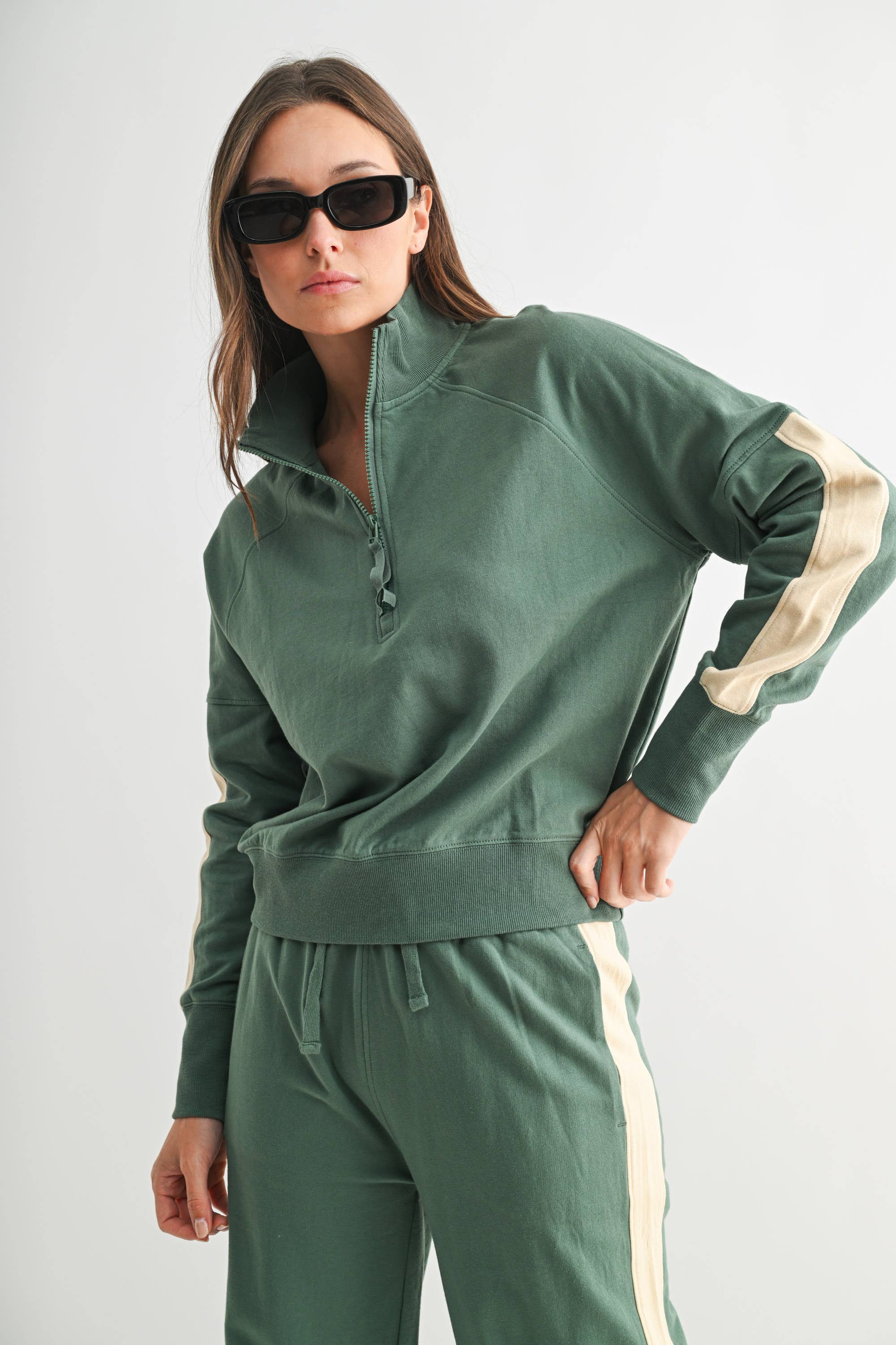 Varsity Stripe Set: Pine/Grey