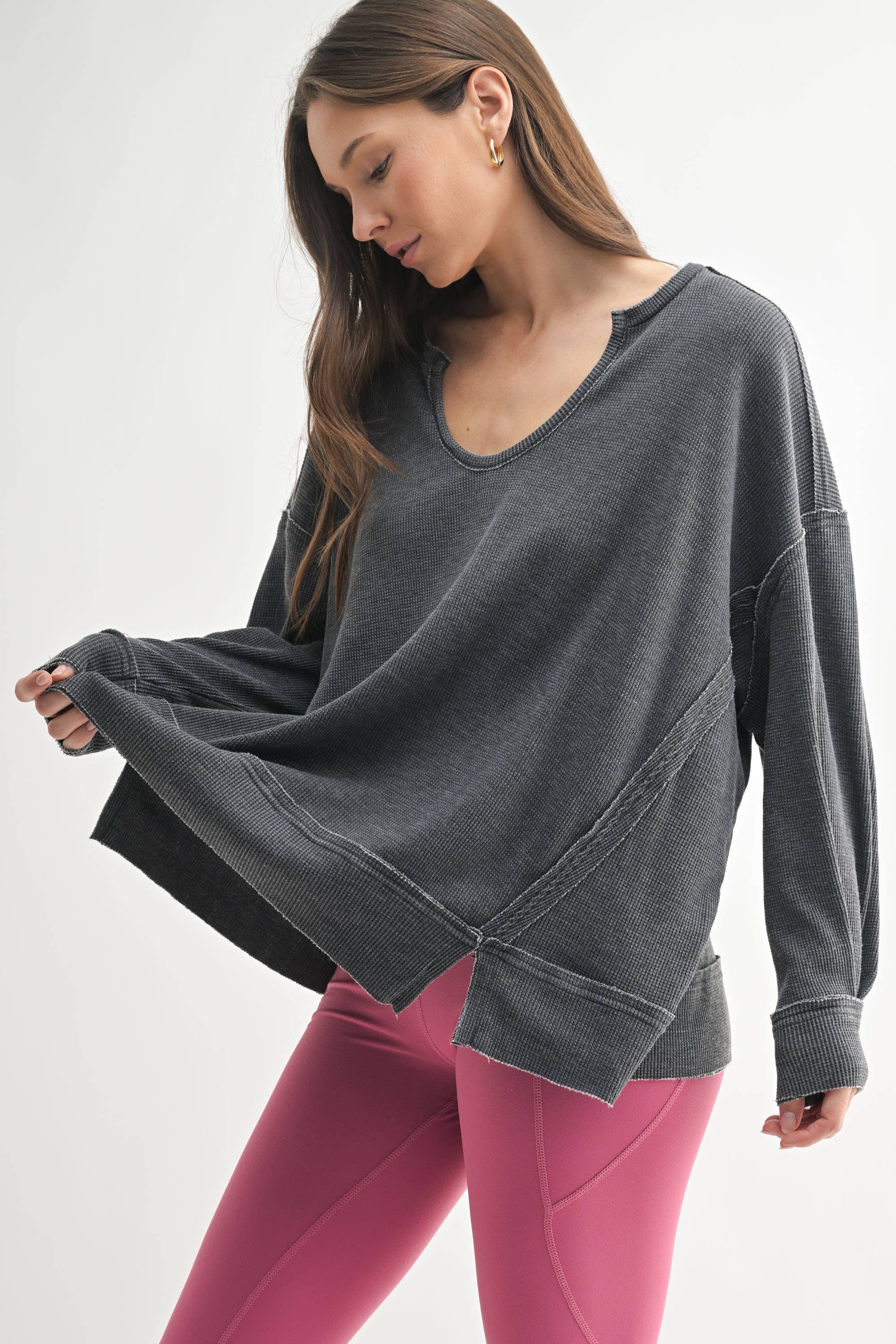 Waffle Knit Oversized:PLUM