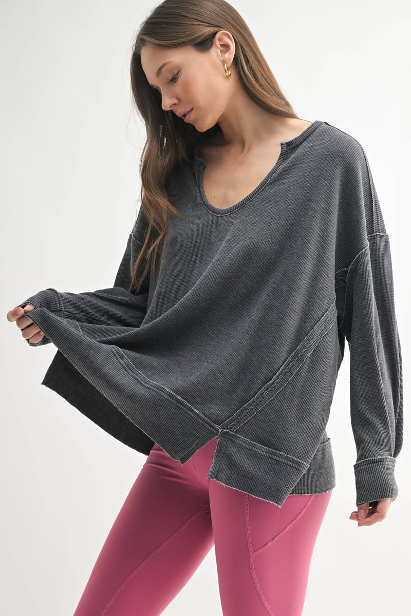 Waffle Knit Oversized:PLUM