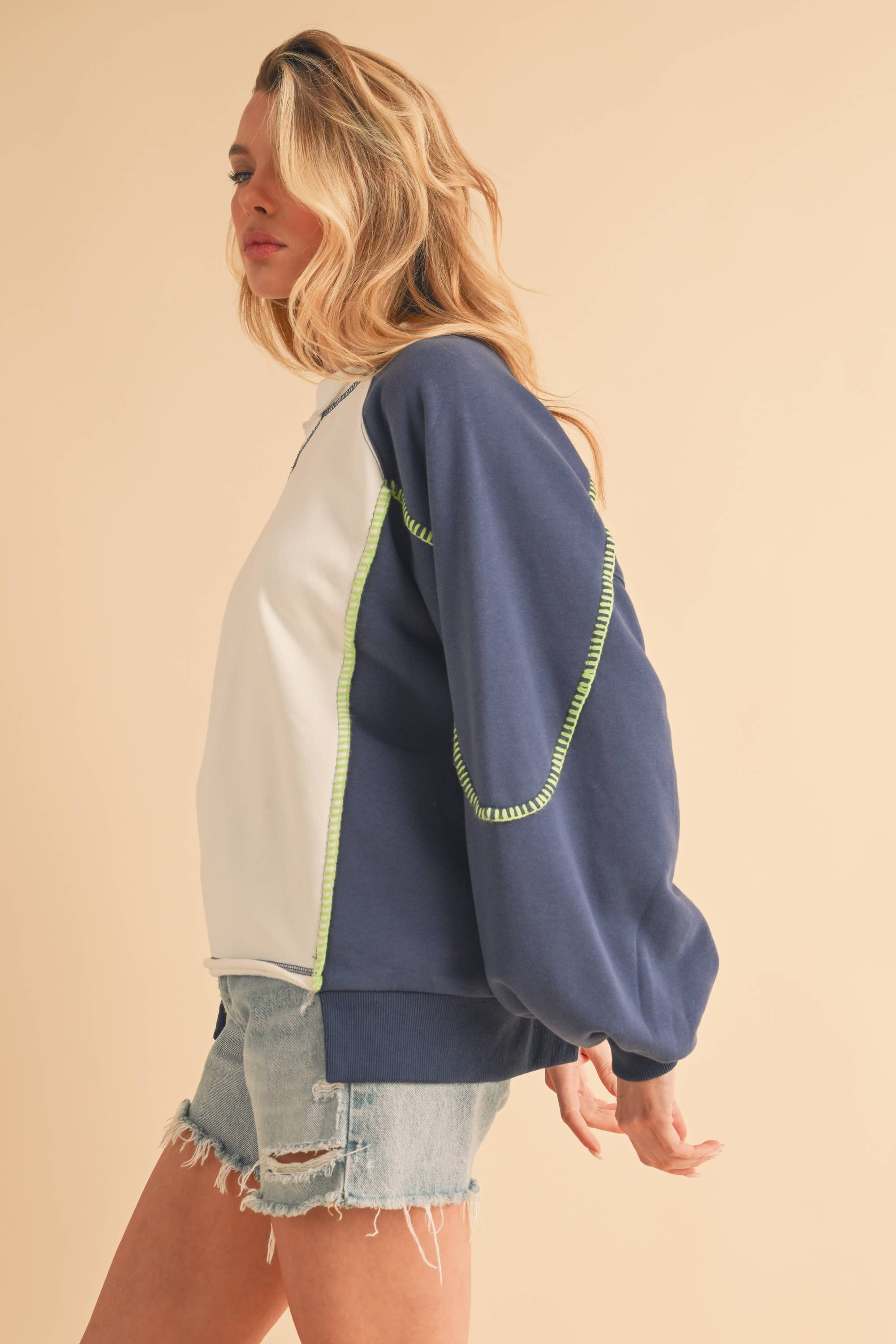 Nya Colorblock Sweater: Blue