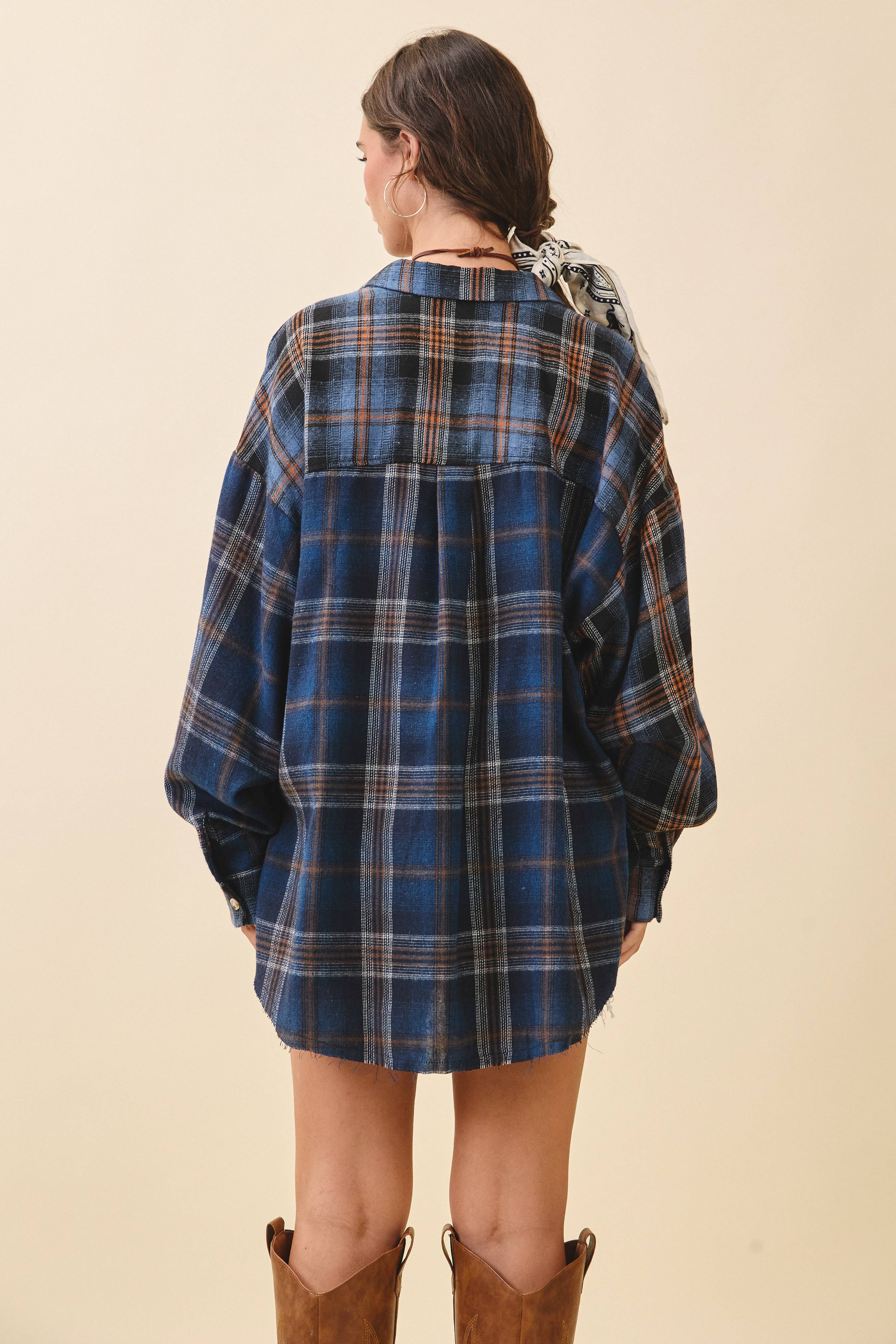 Kambrie Plaid Flannel Shirt: Navy