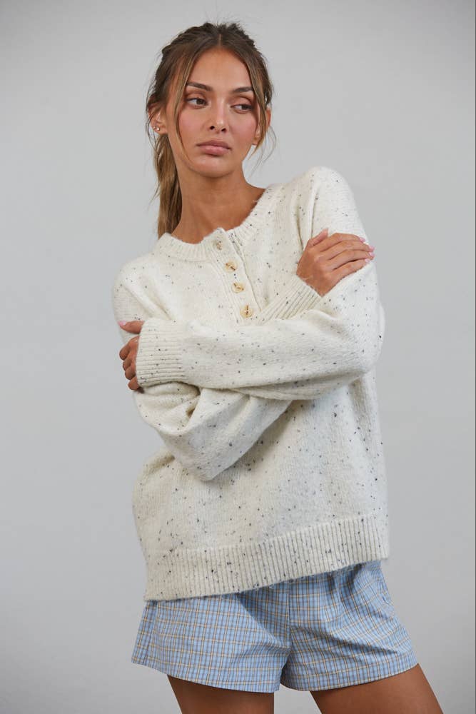 Honey Slouchy Henley Sweater