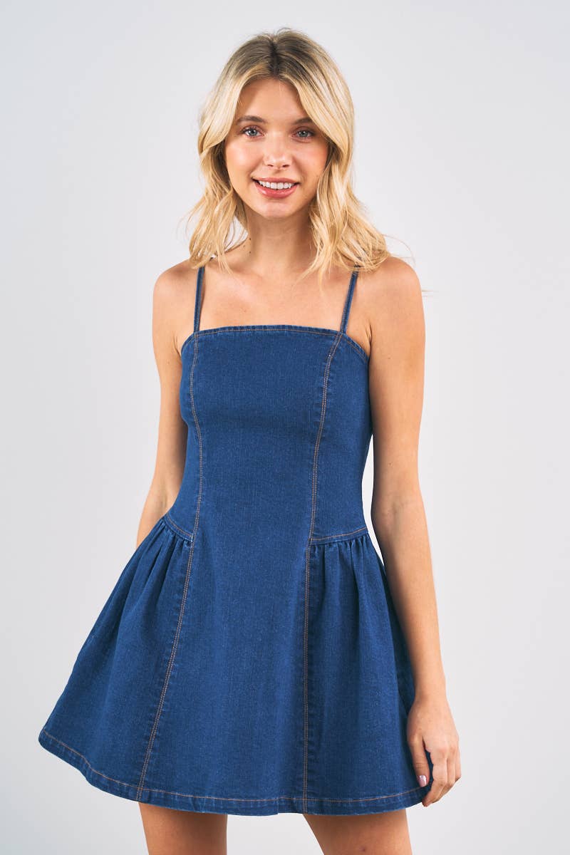 Spaghetti Strap Denim Dress: Dark