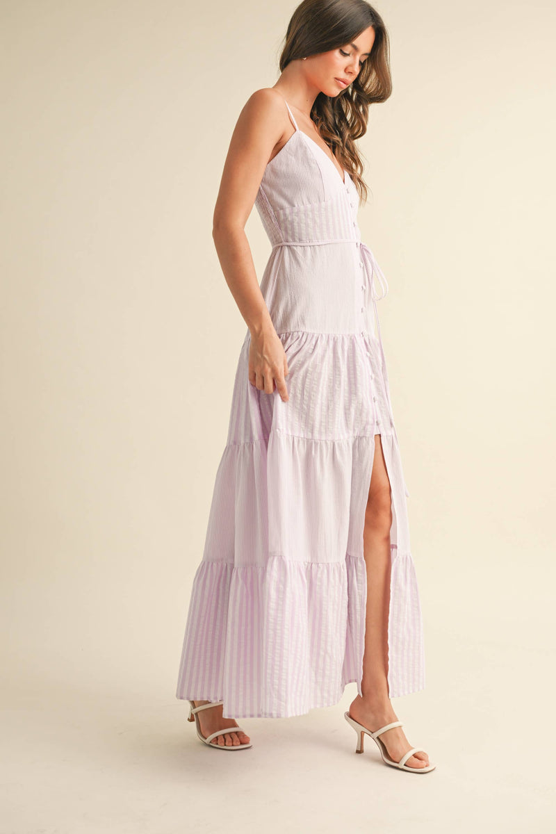Striped Maxi Dress: LAVENDER